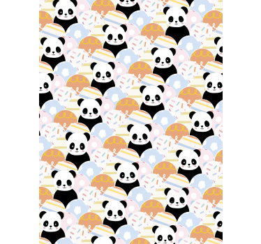 Baby panda feestje kinderkamer rolgordijn - TenStickers