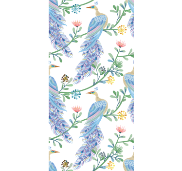 Pauw met bloemen rolgordijn bloemen en planten - TenStickers