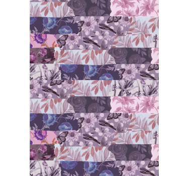 Rolgordijn woonkamer bloemen lavendel  collage - TenStickers
