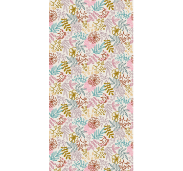 Veelkleurige patroonlijntekening Rolgordijn bloemen - TenStickers