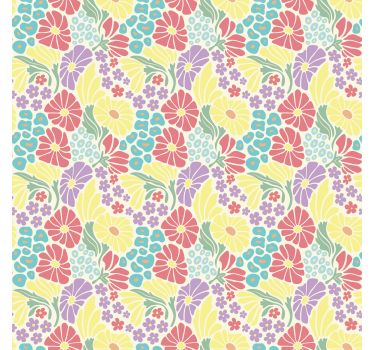Pastelkleurige bloemen rolgordijn woonkamer - TenStickers