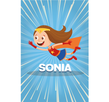 Super meid Gepersonaliseerd kinderkamer rolgordijn - TenStickers