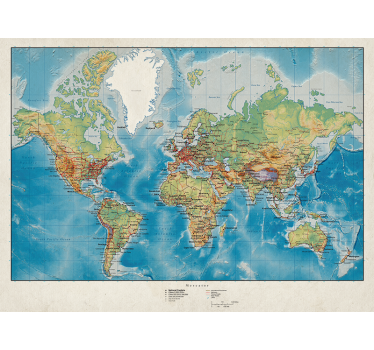 Mercator Jalozie wereldmap - TenStickers