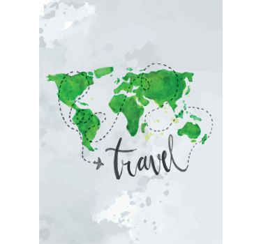 Aquarel reizen Jalozie wereldmap - TenStickers