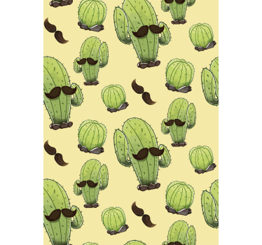 Cactus met snor rolgordijn woonkamer - TenStickers
