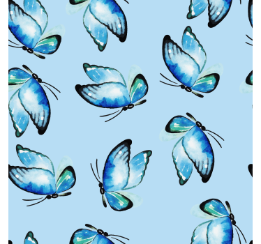 Blauwe tinten rolgordijn vlinders - TenStickers