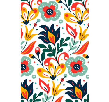 Botanische motiefprint rolgordijn bloemen en planten - TenStickers