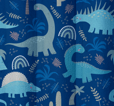 Blauwe tinten dinosaurus rolgordijn - TenStickers