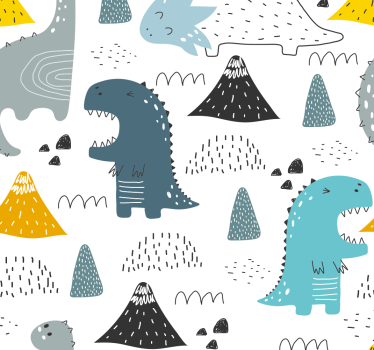Scandinavisch patroon dinosaurus rolgordijn - TenStickers