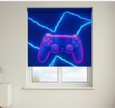 3d neon x-controller gamer rolgordijn - TenStickers
