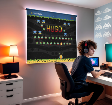 8 bits arcadescherm nerd rolgordijn - TenStickers