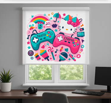 Aangepaste kattencontrollers gamer rolgordijn - TenStickers