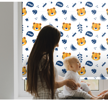 Baby tijgergezichten rolgordijn babykamer - TenStickers