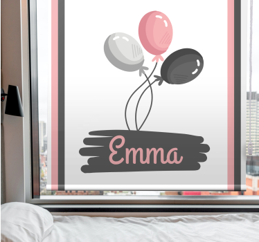 Ballonnen met naam kinderkamer rolgordijn - TenStickers