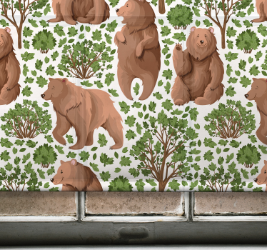 Beer bospatroon rolgordijn dieren - TenStickers