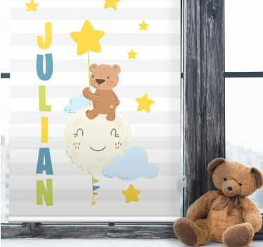 Beer met ster met naam kinderkamer rolgordijn - TenStickers
