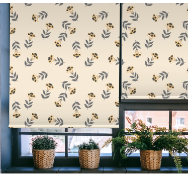 Beige minimalistisch patroon rolgordijn bloemen en planten - TenStickers