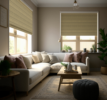 Beige strepen rolgordijn woonkamer - TenStickers
