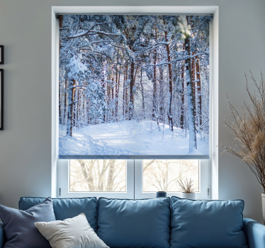 Besneeuwd dennenbos rolgordijn bomen - TenStickers