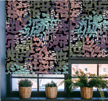 Bladmotief ontwerp rolgordijn bloemen en planten - TenStickers