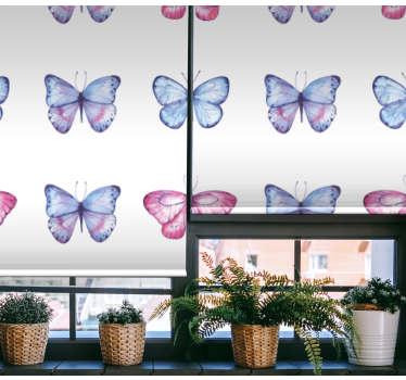 Blauwe en roze vleugels rolgordijn vlinders - TenStickers