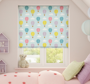 Blauwe heteluchtballonnen kinderkamer rolgordijn - TenStickers