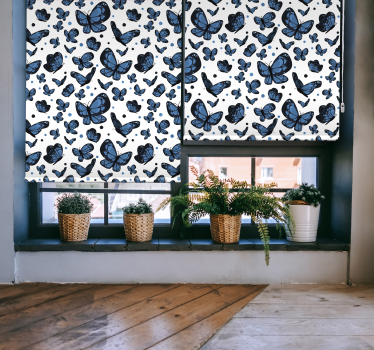Blauwe vlinder rolgordijn woonkamer - TenStickers