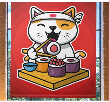 Blije kat sushi rolgordijn dieren - TenStickers