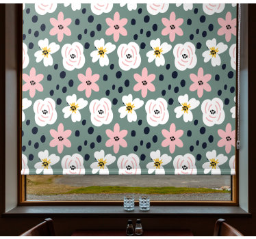 Bloeiend bloemenontwerp rolgordijn bloemen en planten - TenStickers