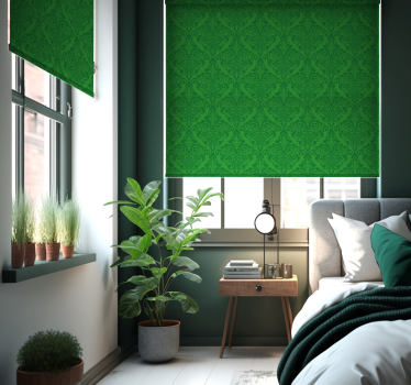 Bloemen damast Rolgordijn groen - TenStickers