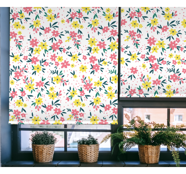Bloemenbloeipatroon rolgordijn bloemen en planten - TenStickers