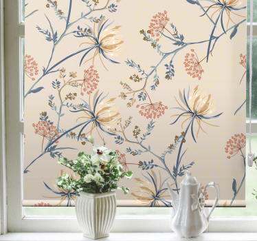 Bloemenbloesem beige patroon rolgordijn bloemen en planten - TenStickers