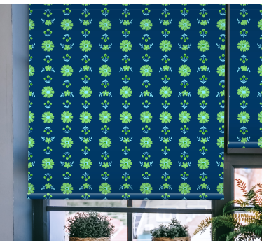 Groene patronen rolgordijn bloemen en planten - TenStickers