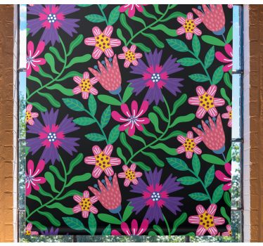 Bloemenharmonie ontwerp rolgordijn bloemen en planten - TenStickers