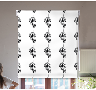Rolgordijn bloemen zwarte verticale bloemen - TenStickers