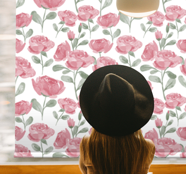 Aquarel rozen rolgordijn bloemen en planten - TenStickers