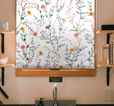 Bloemenvogelpatroon rolgordijn bloemen en planten - TenStickers