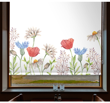 Bloemenweide ontwerp rolgordijn bloemen en planten - TenStickers