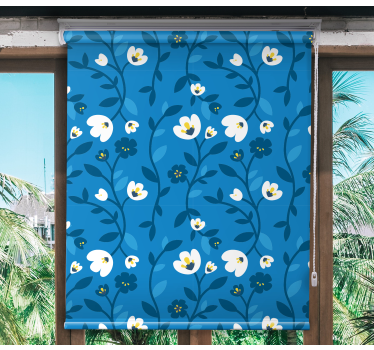 Blauw oplopend thema rolgordijn bloemen en planten - TenStickers