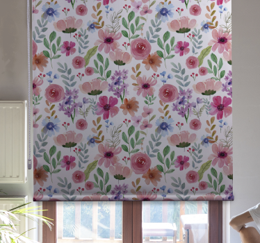 Bloemmotief elegantie rolgordijn bloemen en planten - TenStickers