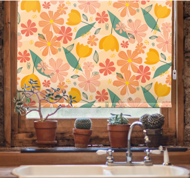 Bloemmotief motief rolgordijn bloemen en planten - TenStickers
