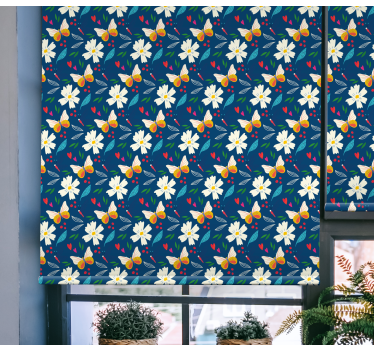 Bloemmotief ontwerp rolgordijn bloemen en planten - TenStickers