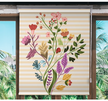 Bloemstuk rolgordijn bloemen en planten - TenStickers