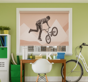 Bmx stuntactie rolgordijn tienerkamer - TenStickers