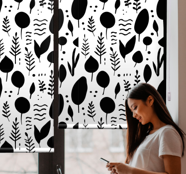 Botanisch silhouetpatroon rolgordijn bomen - TenStickers