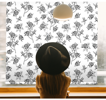 Botanische motiefcreatie rolgordijn bloemen en planten - TenStickers