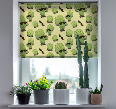 Cactus met snor rolgordijn woonkamer - TenStickers