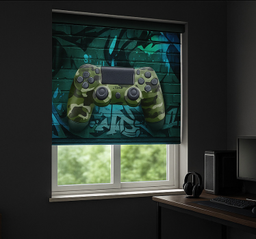 Cammo graffiti gamecontroller gamer rolgordijn - TenStickers