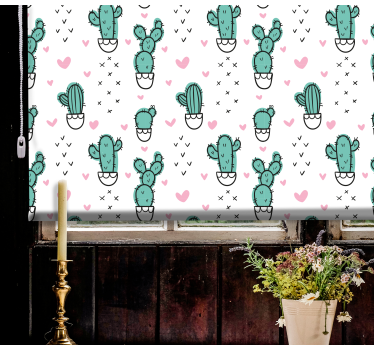 Charmant hartvormig ontwerp Cactus jaloezie - TenStickers