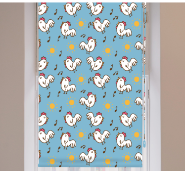 Kip en zon patroon rolgordijn dieren - TenStickers